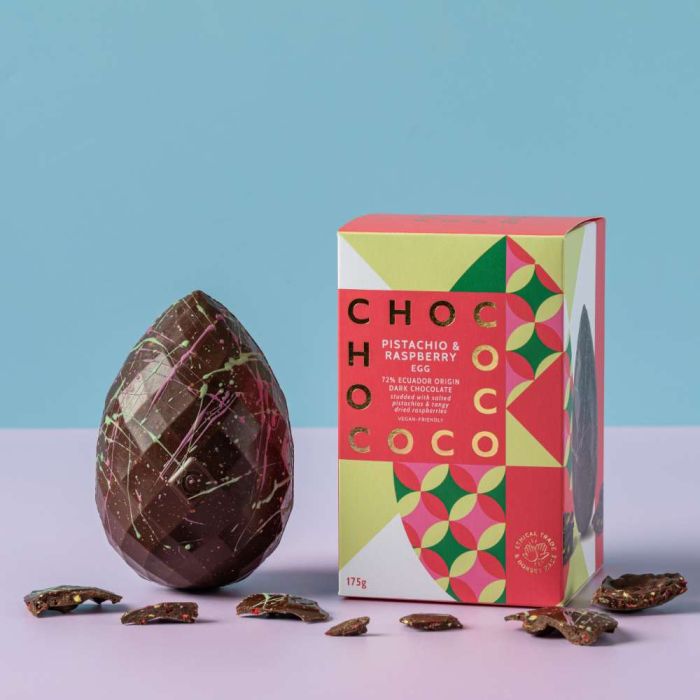 Chocolate egg pistachio and Raspberry by Chococo