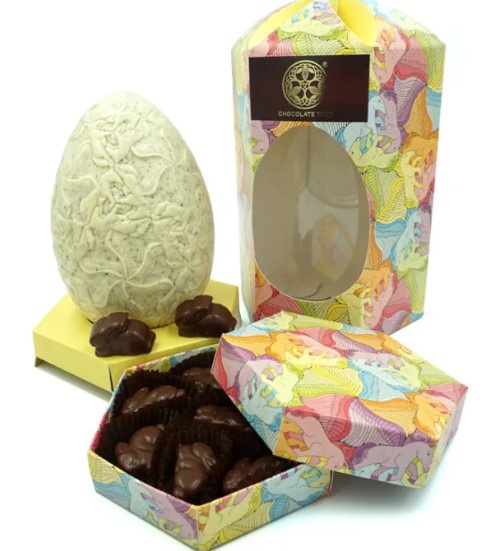 White chocolate easter egg with lemon and poppyseed