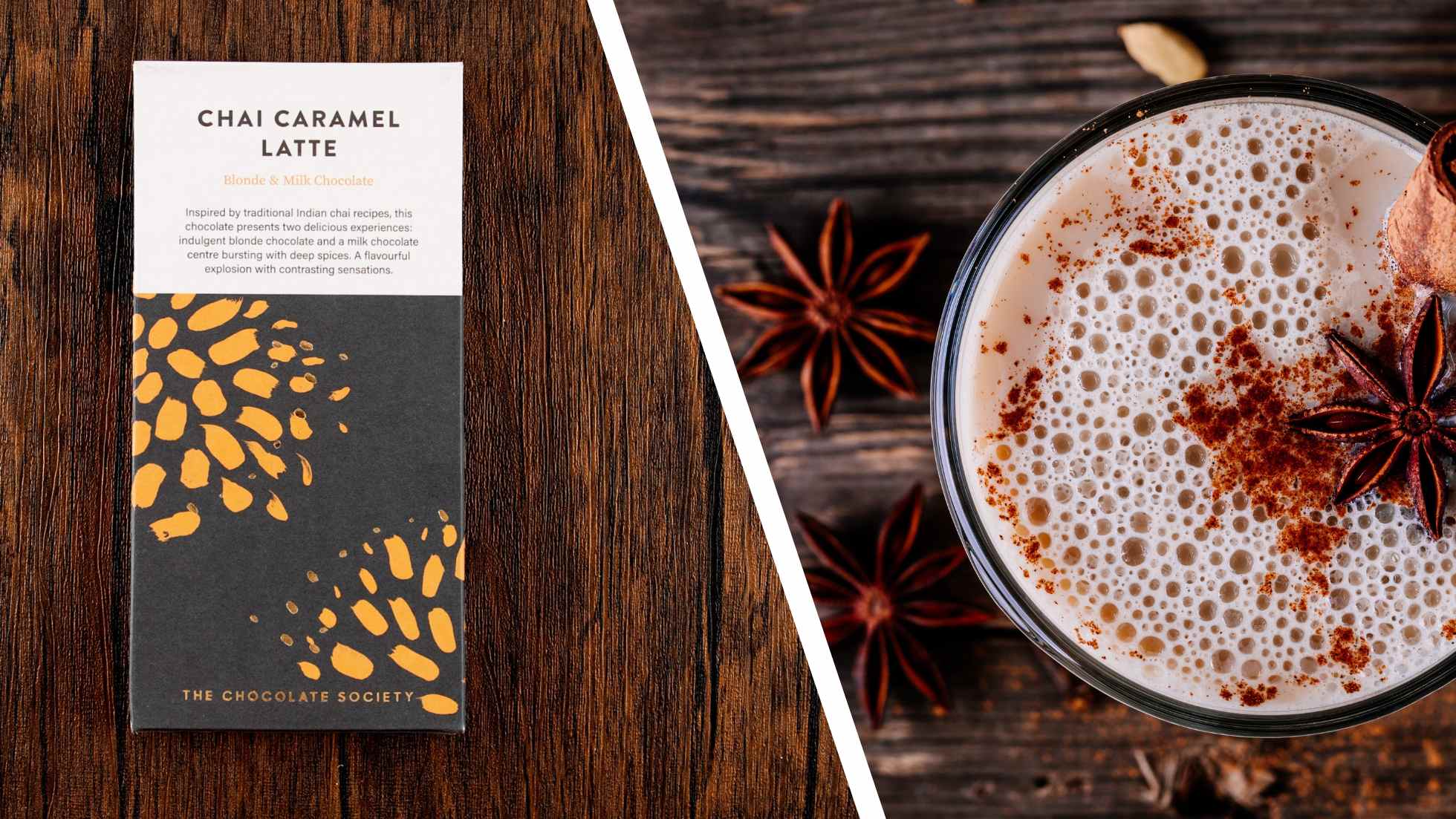 Chai Caramel Latte chocolate bar by The Chocolate Society