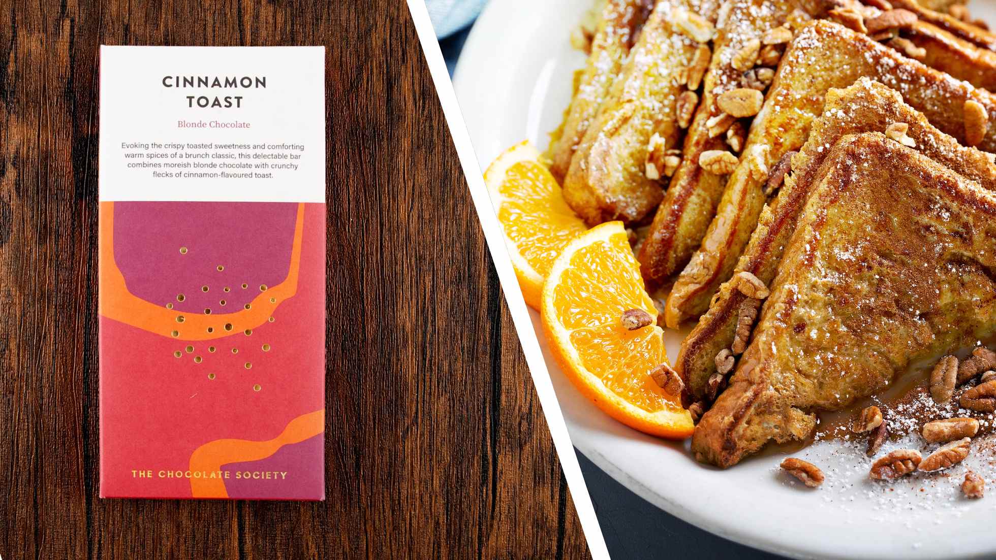 Cinnamon Toast chocolate bar from The Chocolate Society and a plate of cinnamon toast