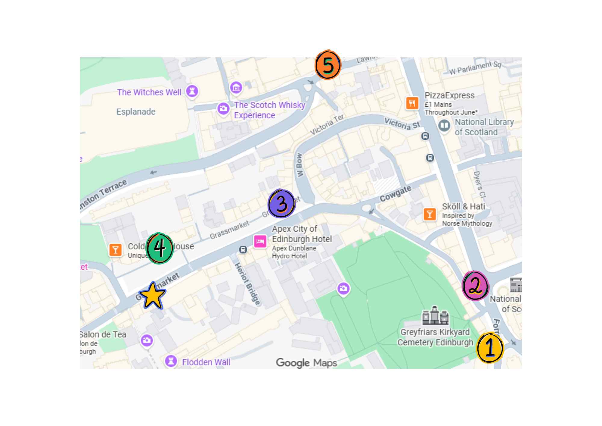 Google Map of Edinburgh ice cream shops