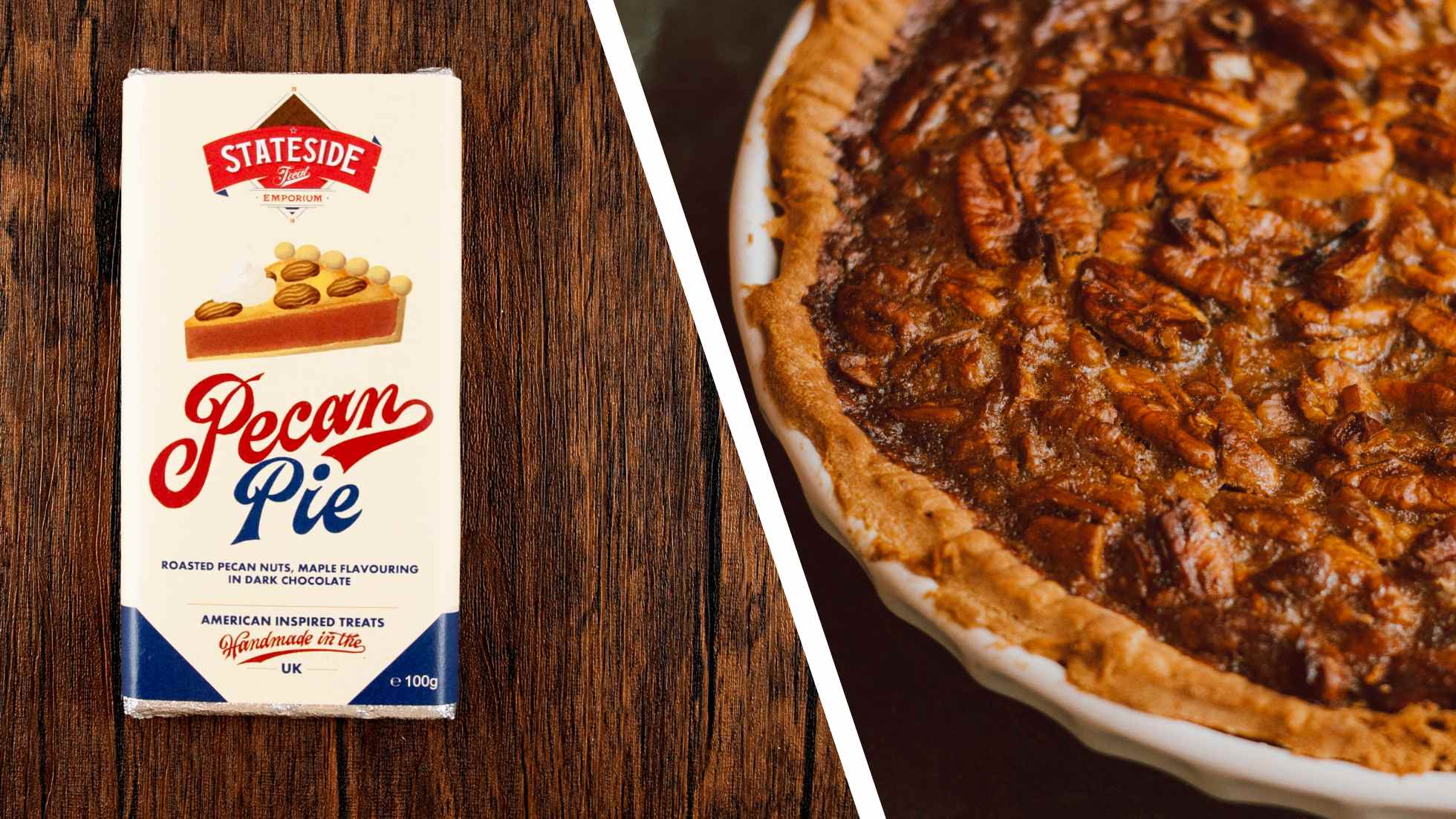 Pecan Pie chocolate bar made by Stateside