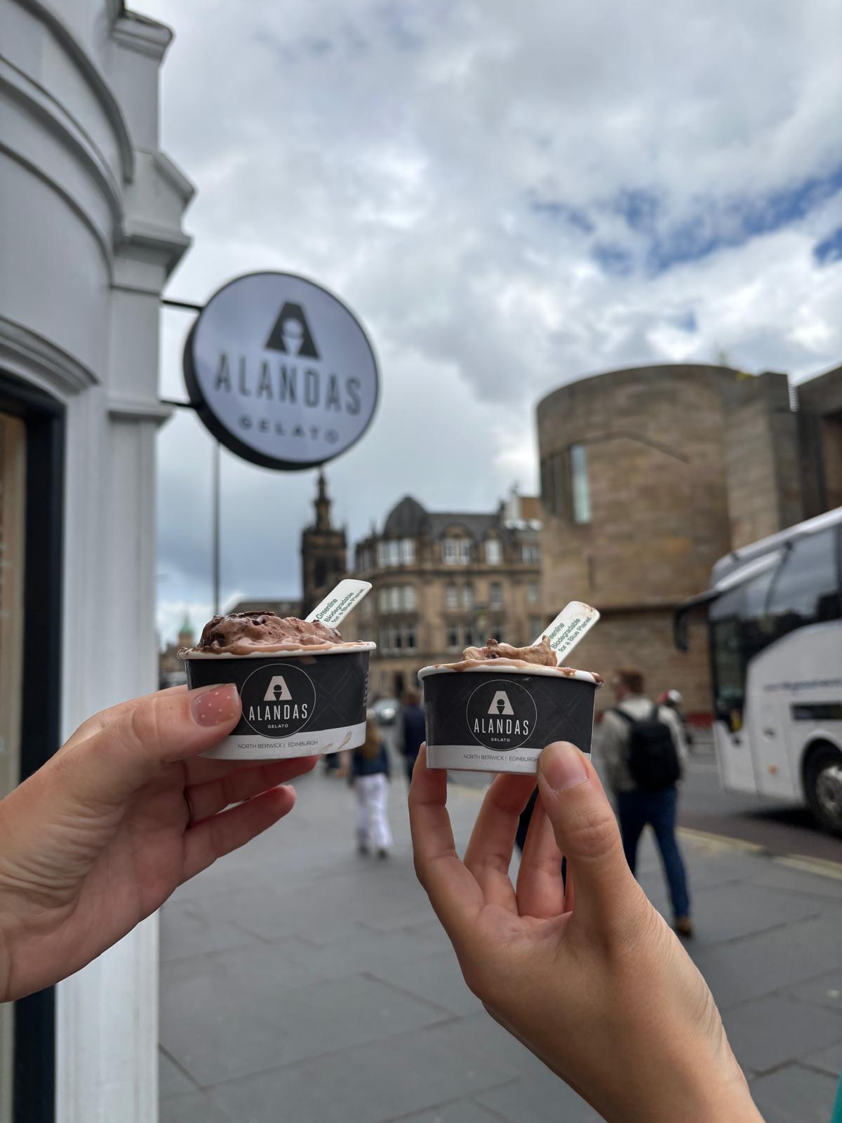 Ice cream being held in hands