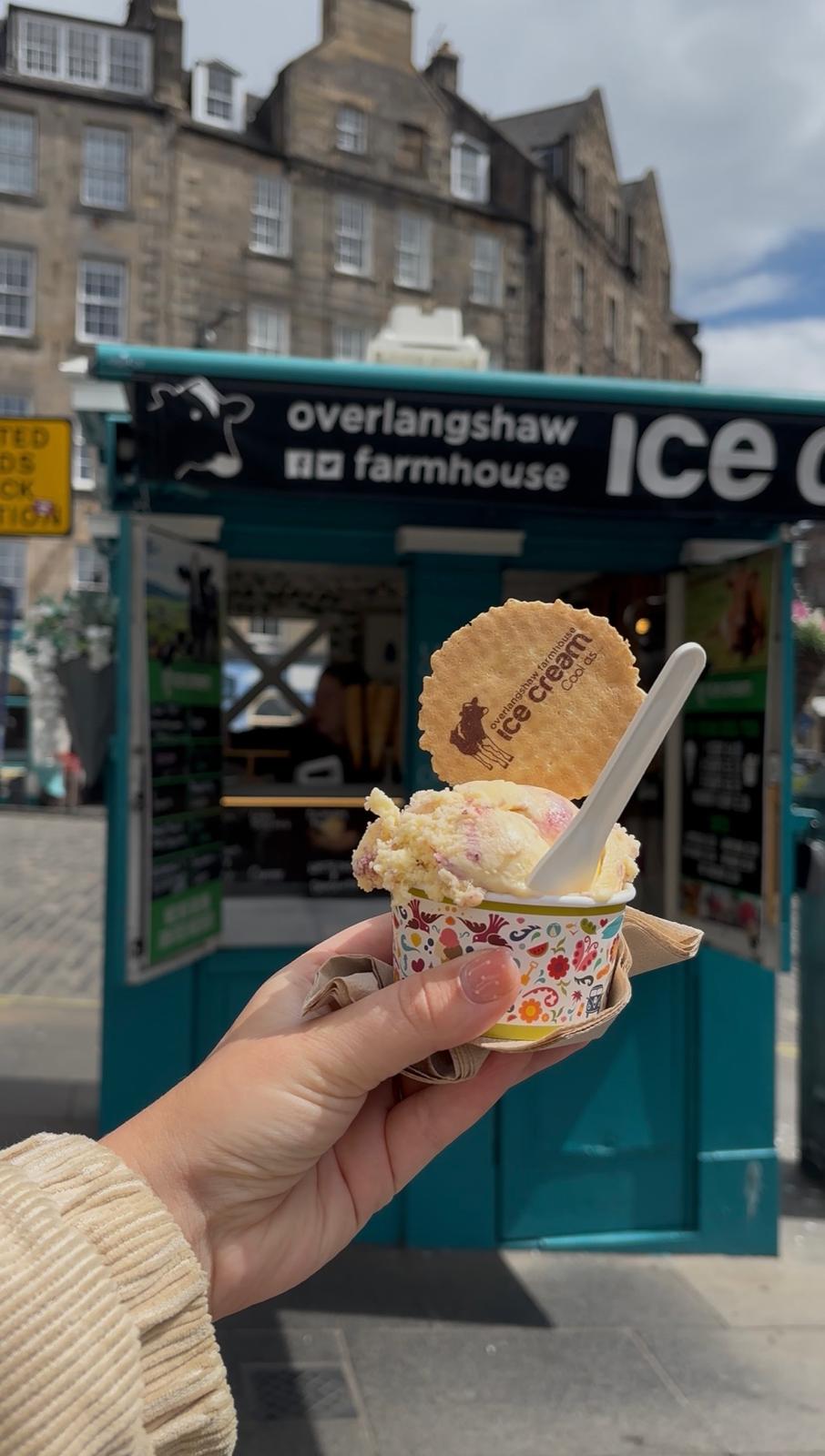 Ice cream held in front of a police box