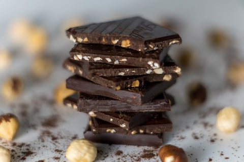 Stack of chocolate with nuts