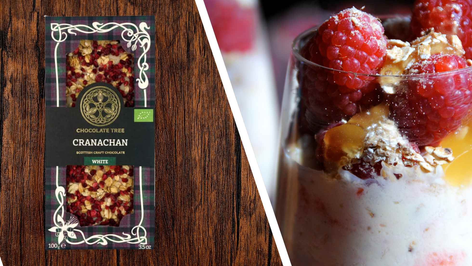Cranachan dessert and Chocolate Tree's bar