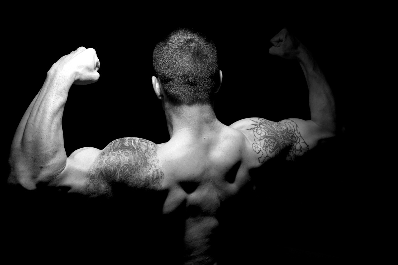 Muscular man flexing